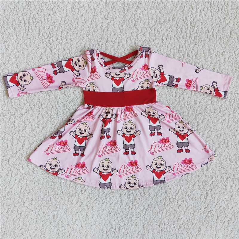 Valentine day dress pink baby love pattern