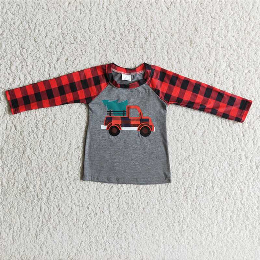 grey truck plaid raglan long sleeve top