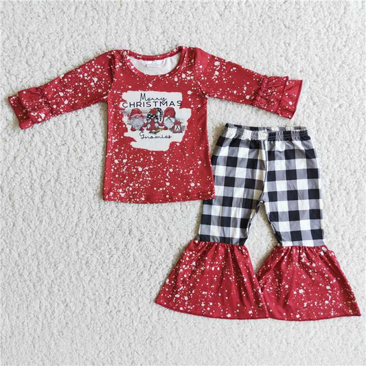 6 B5-17 girls christmas outfit long sleeve and long pants print