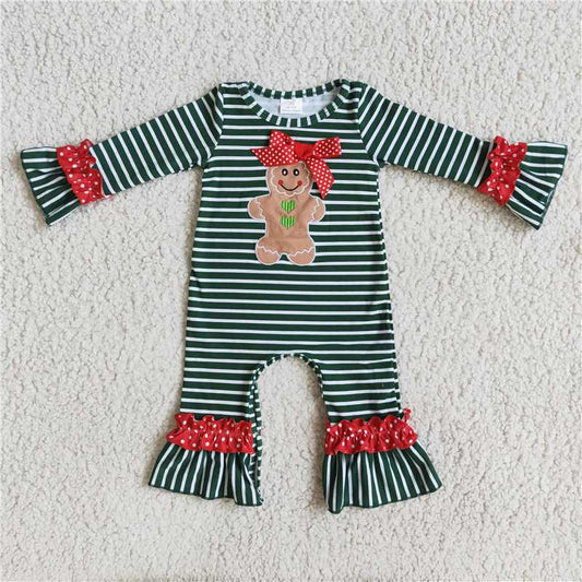 Christmas embroidery gingerbread design romper