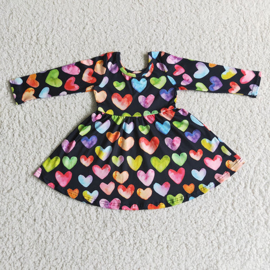 Valentine day colorful love long sleeve dress
