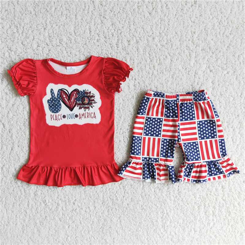 RTS NO MOQ ETA 5/7days Arrived D12-15 Gesture Heart American Stars Stripe Shorts