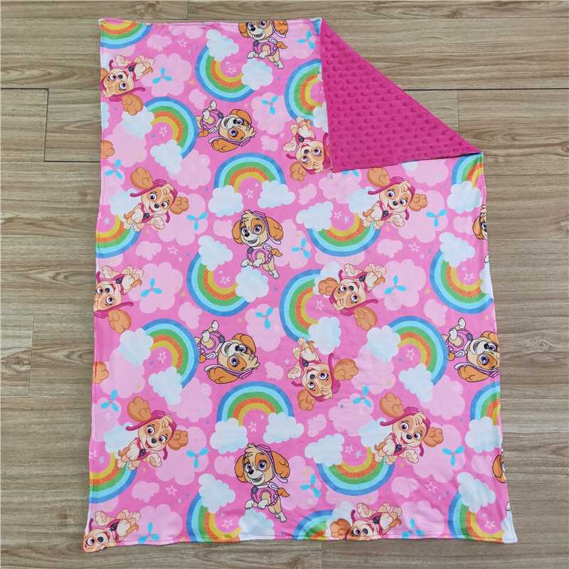 6 C8-30 lovely dogs colorful rainbow pink blanket
