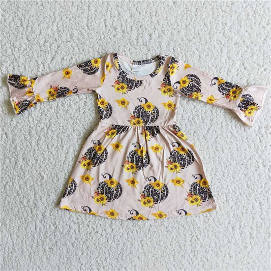 Halloween pumpkin design long sleeve dress