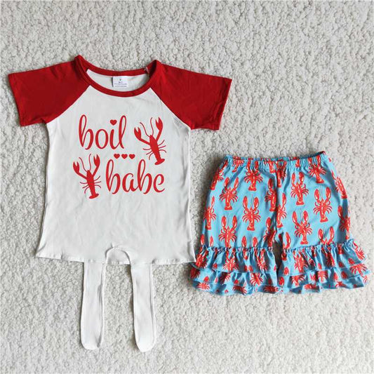 red lobster babe short pants set