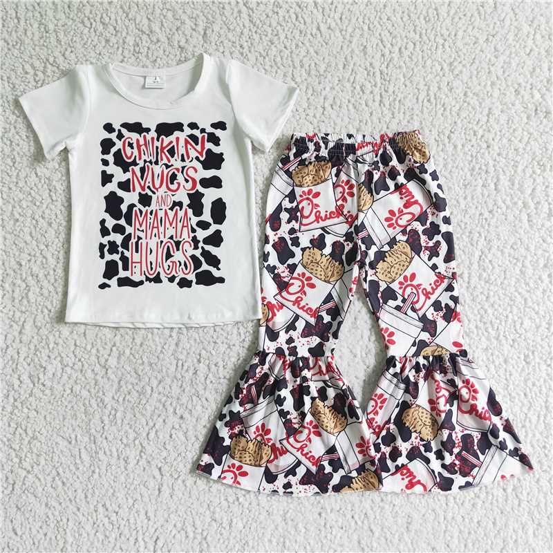 Cute Clothes GSPO0074 Kids Clothing Girls Short Sleeve Top And Long Pants