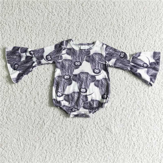 RTS NO MOQ LR0017 baby clothing long sleeve bodysuit milk silk baby romper cow print