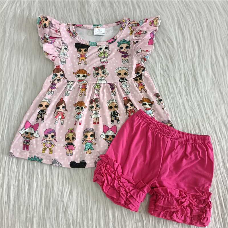 C5-14 lol big head girl pink small flying sleeve skirt rose red shorts