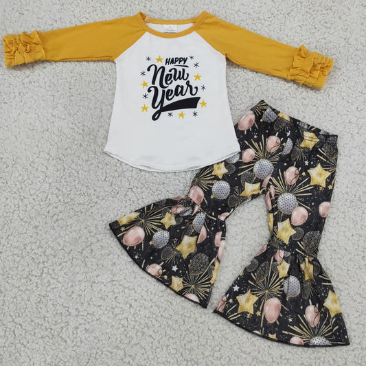 6 B11-2 girls outfit long sleeve and long pants happy new year