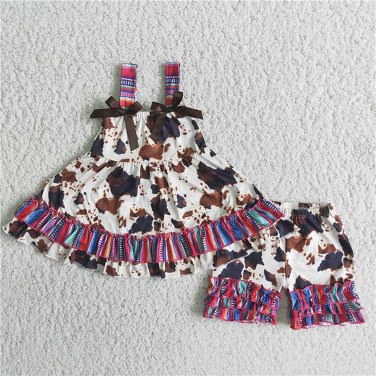 ink pattern short pants set