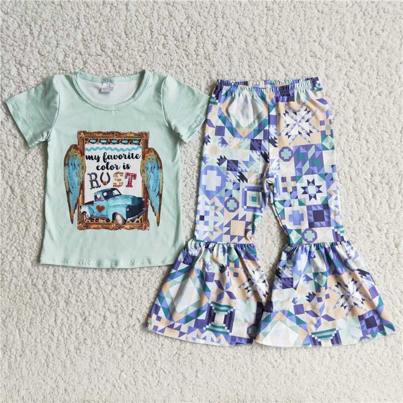 Auto RUST pattern flared pants