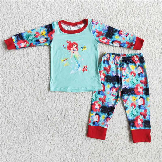 6 A1-11 girls outfits print pajamas long sleeve long pants