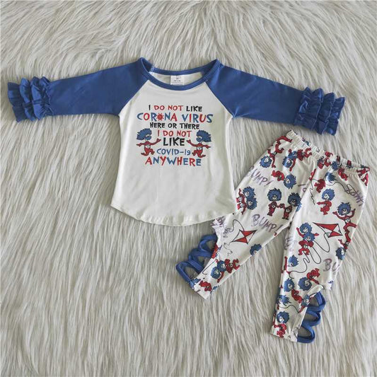 navy blur raglan shirt top girl set