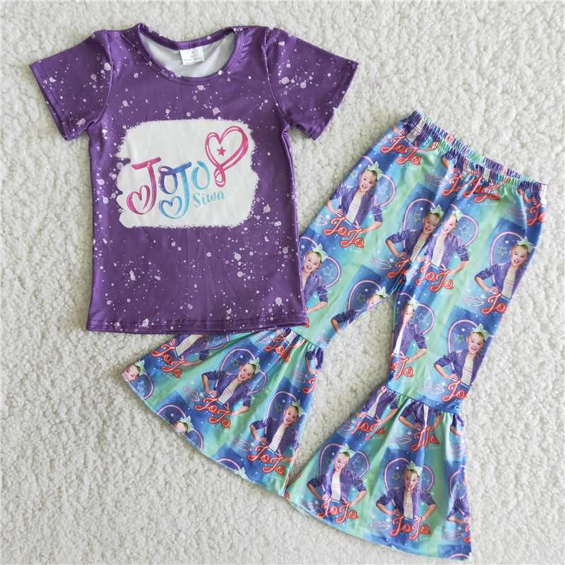 Valentine's Day Purple Short Sleeve Pants Set