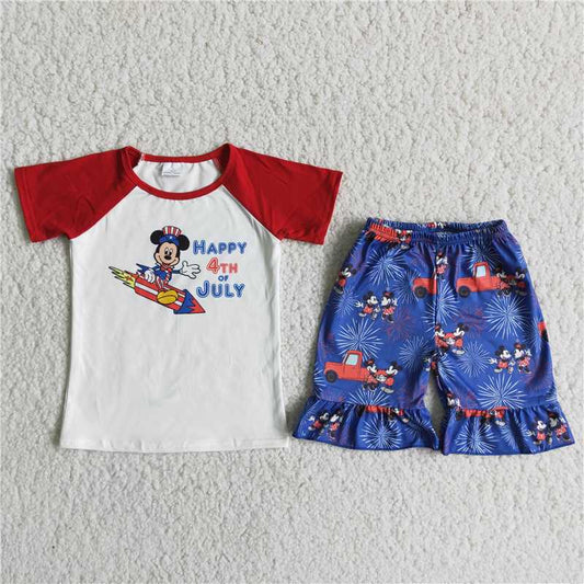 happy fourth of July fireworks pattern short pants set