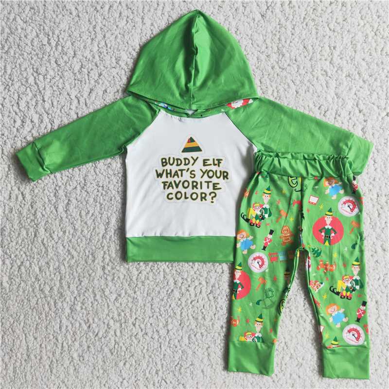 6 A7-20 boys outfit Green long sleeve and long pants set