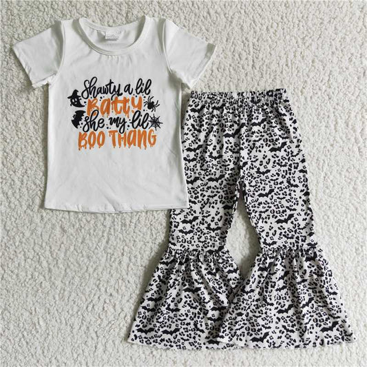 D4-19 Girls outfit short sleeve long pants set cartoon print