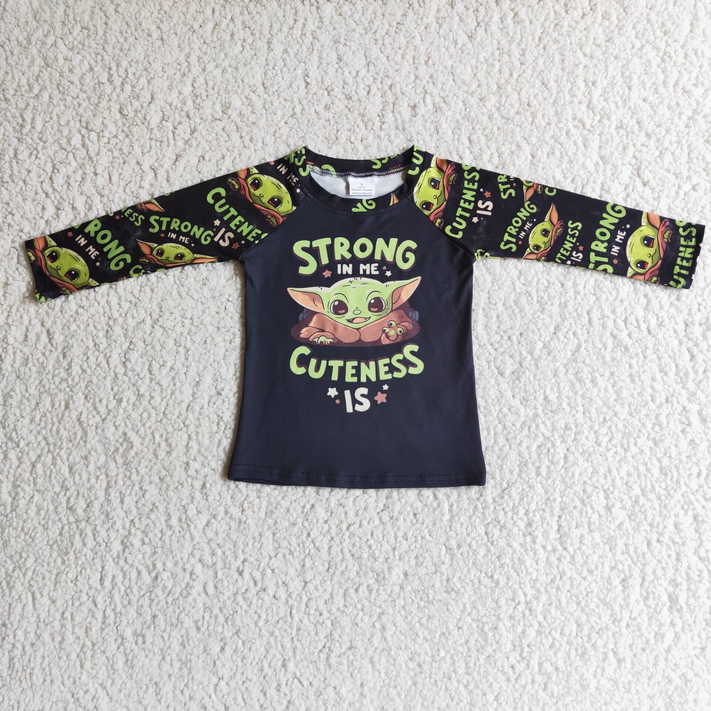 strong design black raglan long sleeve top