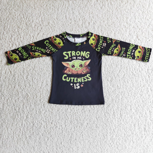 strong design black raglan long sleeve top
