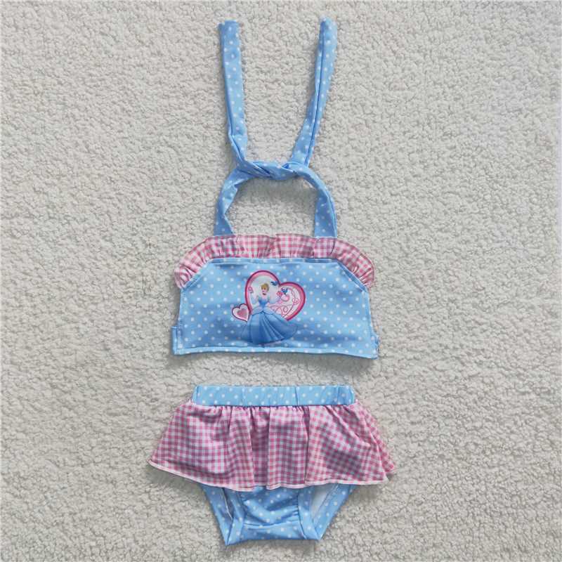 Cute Clothes S0059 Baby Girls 2pcs Summer Blue Color Swimsuits
