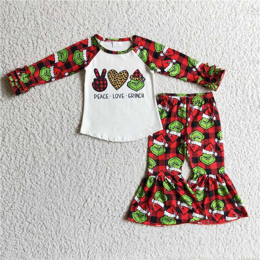 6 A10-15 Girls Outfit Print Trousers Christmas Set