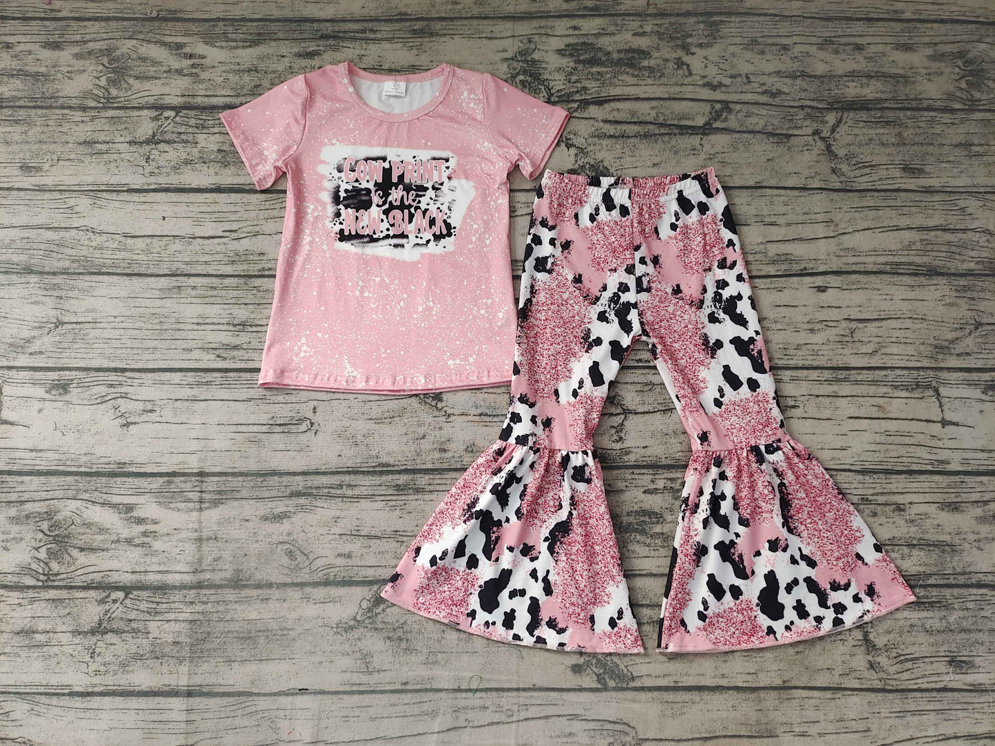 girls outfit short sleeve and long pants letter print