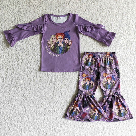 GLP0190 girls halloween outfit Purple long sleeve and long pants set