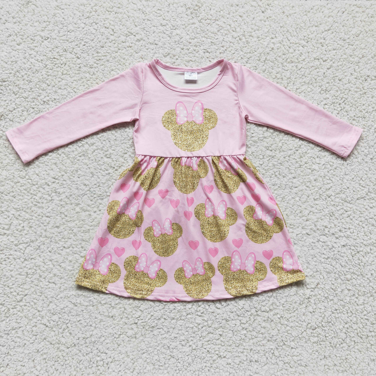 RTS NO MOQ ETA 5/7days Arrived GLD0156 baby clothing long sleeve kids dresses for girls milk silk print