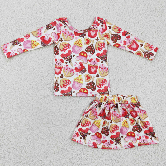 GLD0176 girls outfit long-sleeve top with short dress set
