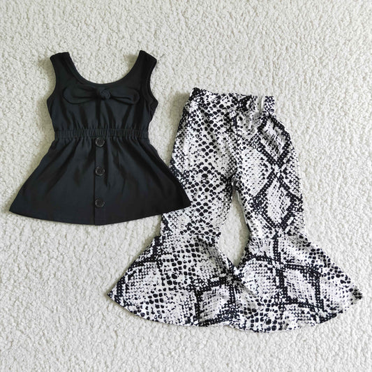black  top with cotton with bow outfits