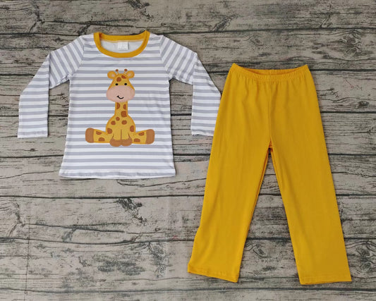 pre -order sample long sleeve long pants outfit giraffe print