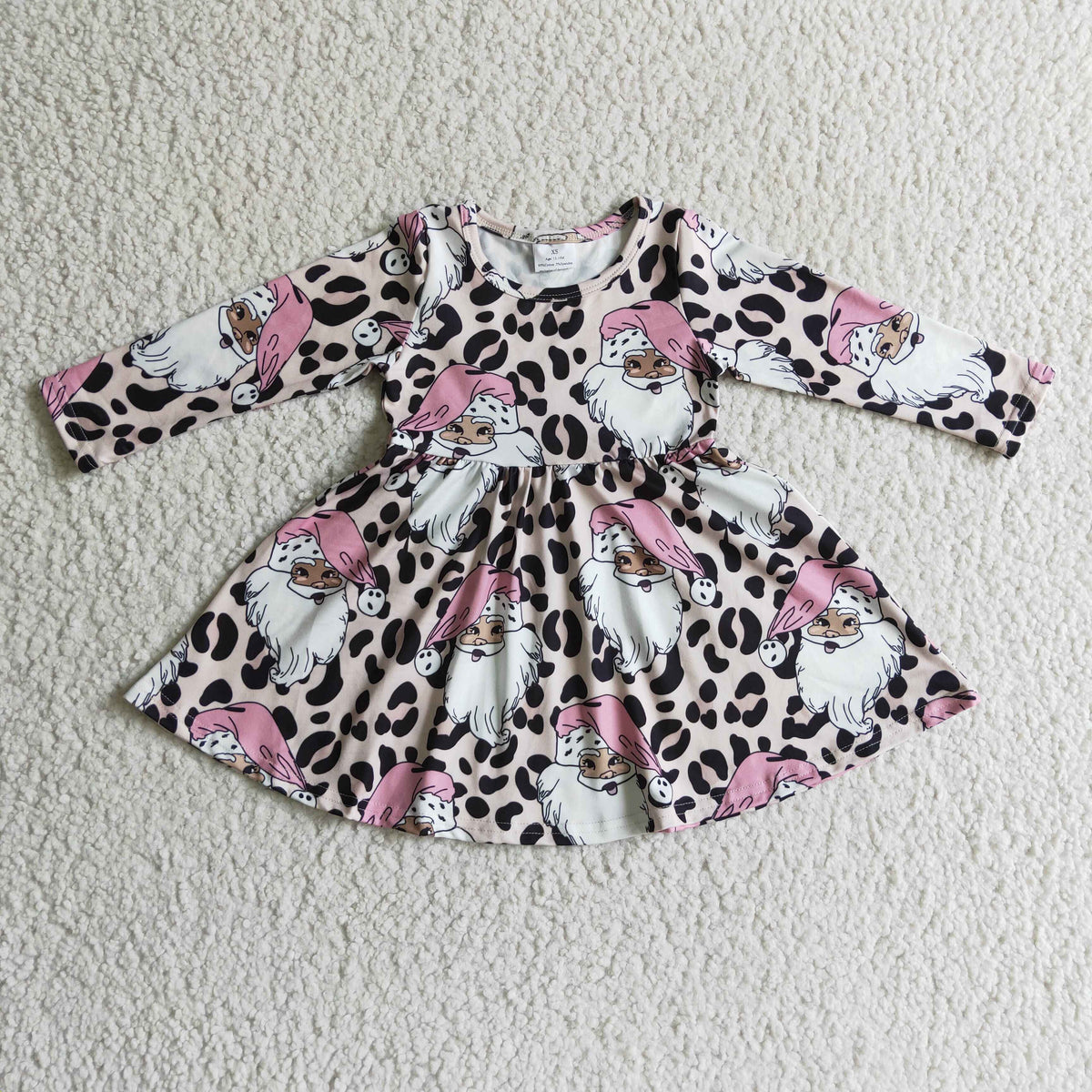 GLD0112 baby christmas clothing long sleeve print kids dresses for girls milk silk