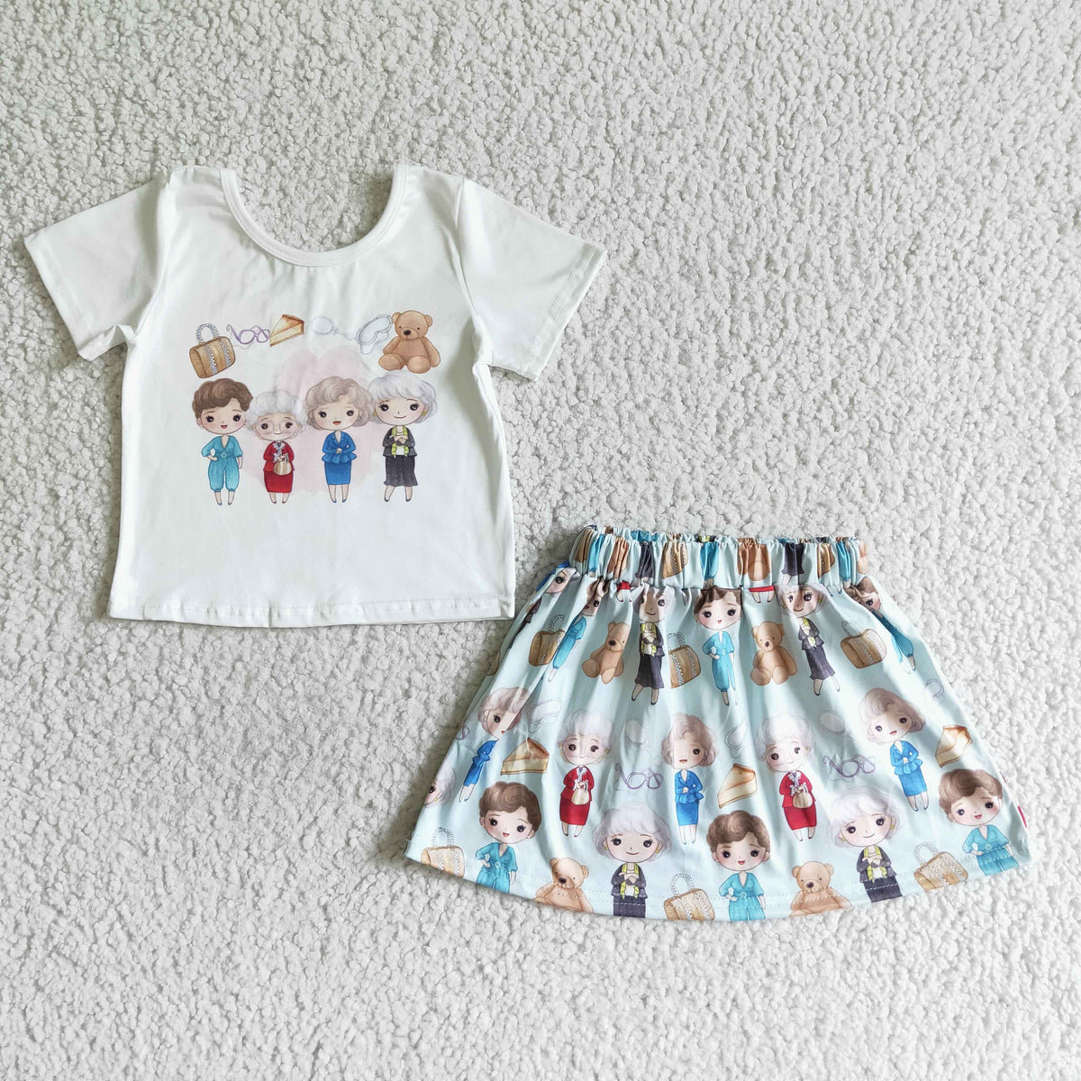 GSD0120  girls clothes  short sleeves short dress print baby clothing girl's outfit milk silk