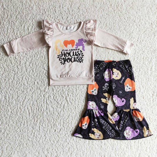 GLP0228 girls halloween outfit long sleeve and long pants set