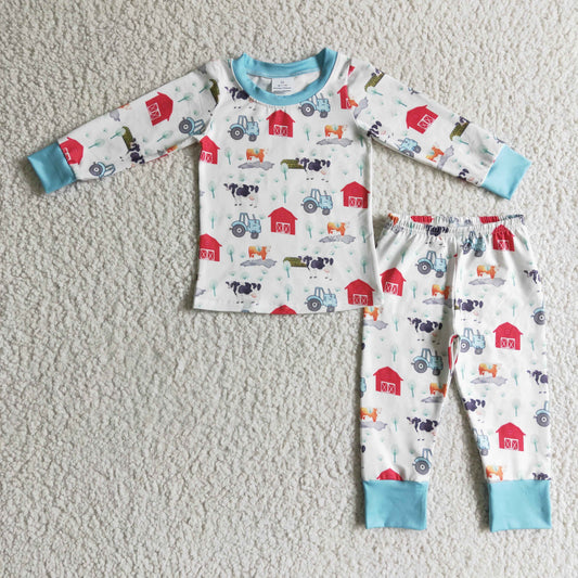 BLP0103 boys outfit long sleeve and long pants print pajamas set