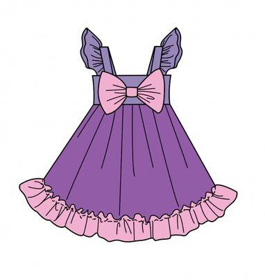 girls summer purple bow dress