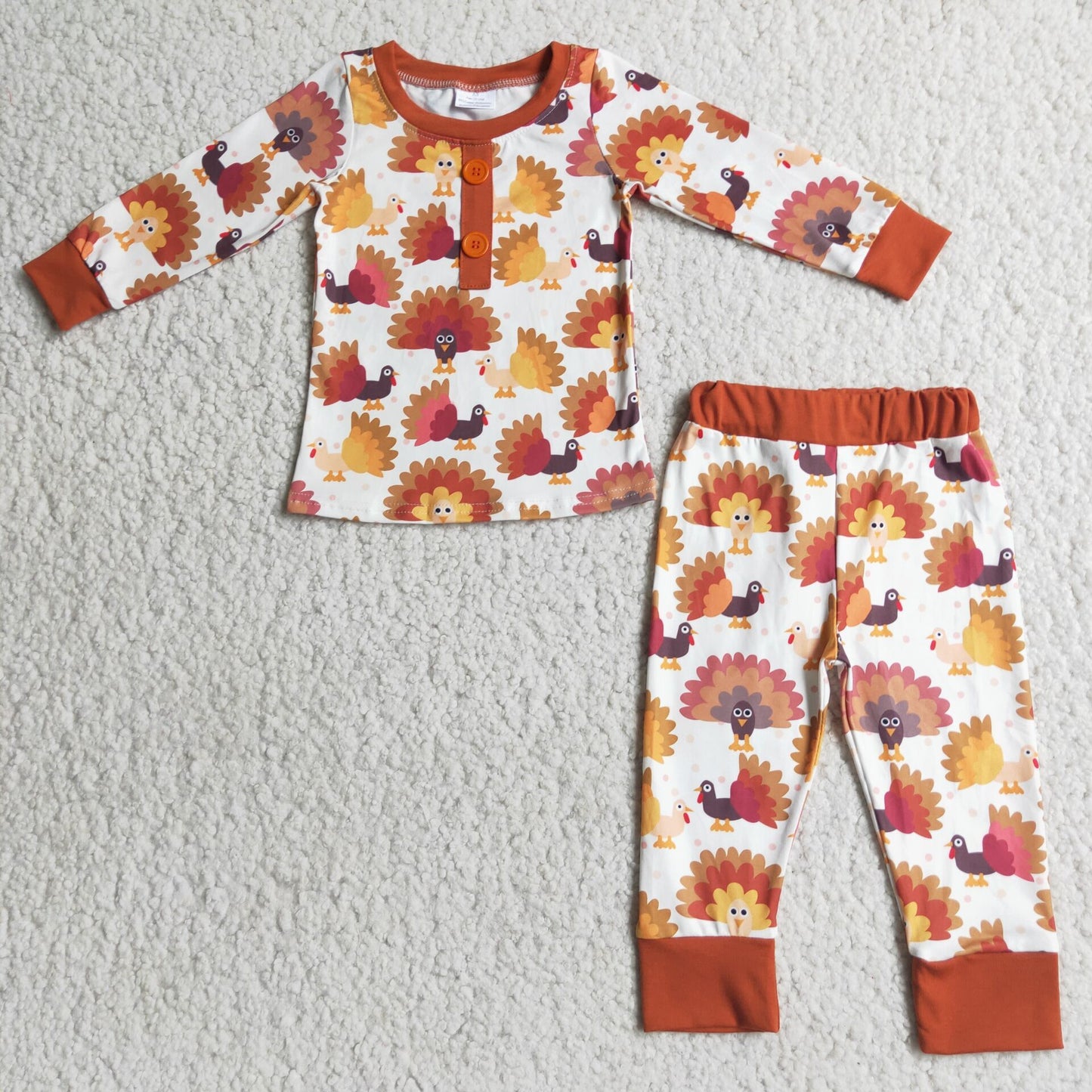 RTS NO MOQ 6 B3-3 2pcs Thankgiving long sleeve match boy's outfits