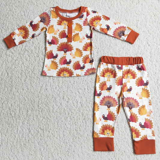 RTS NO MOQ 6 B3-3 2pcs Thankgiving long sleeve match boy's outfits