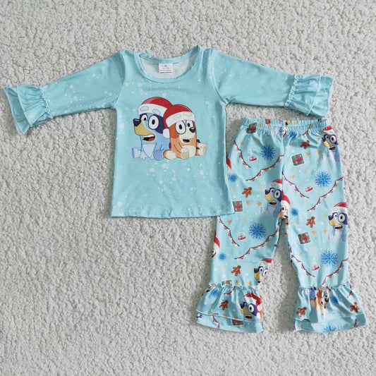 RTS NO MOQ ETA 5/7days arrived 6 B6-14 2 pcs blue hooded girls match outfits