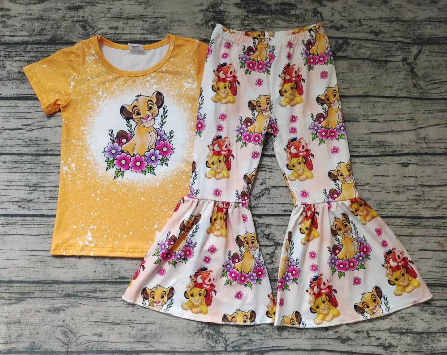 yellow  top with bell pants outifts