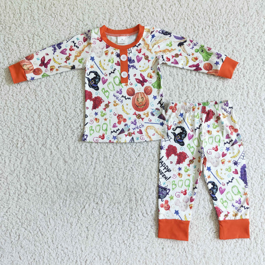 BLP0046 Boys outfit Halloween Long Sleeve Long Pants Print Pajamas Set