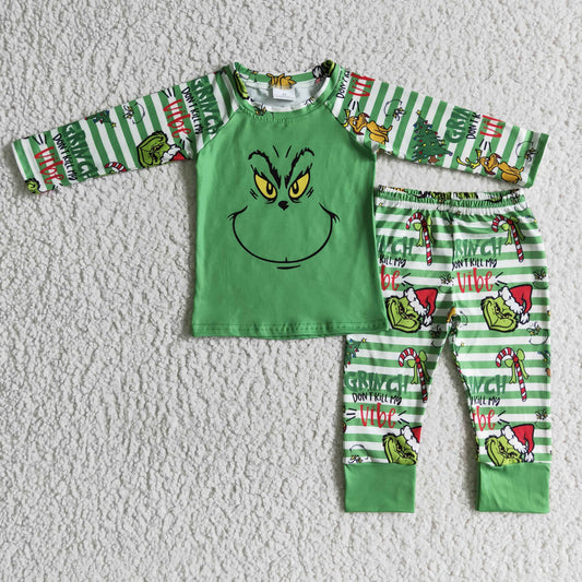 BLP0085 Kids Christmas Clothing Boys Long Sleeve Top And Long Pants Pajamas Set