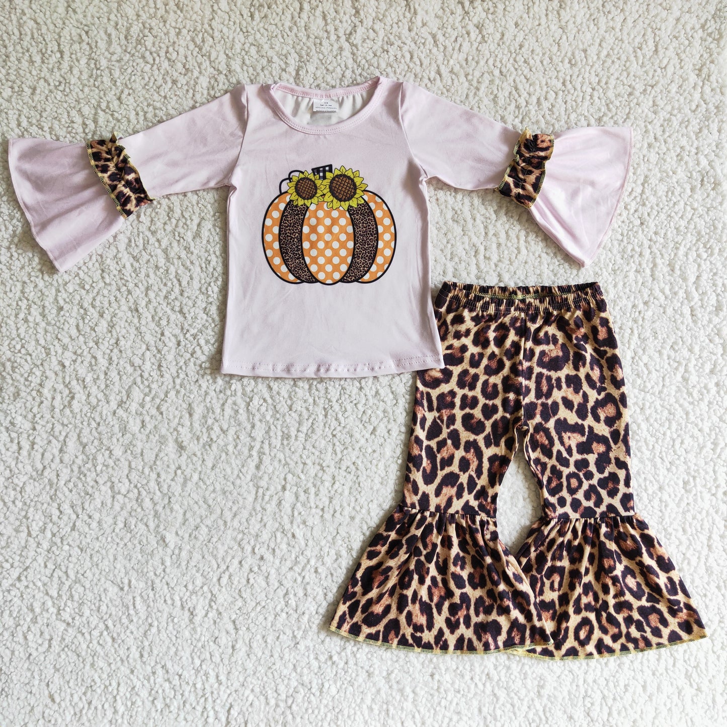 RTS NO MOQ GLP0125 girls Halloween outfit long sleeve and long pants pumpkin print