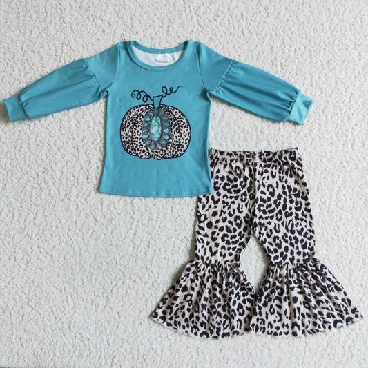 RTS NO MOQ ETA 5/7days arrived GLP0070 Halloween pumpkin print long sleeve long pants