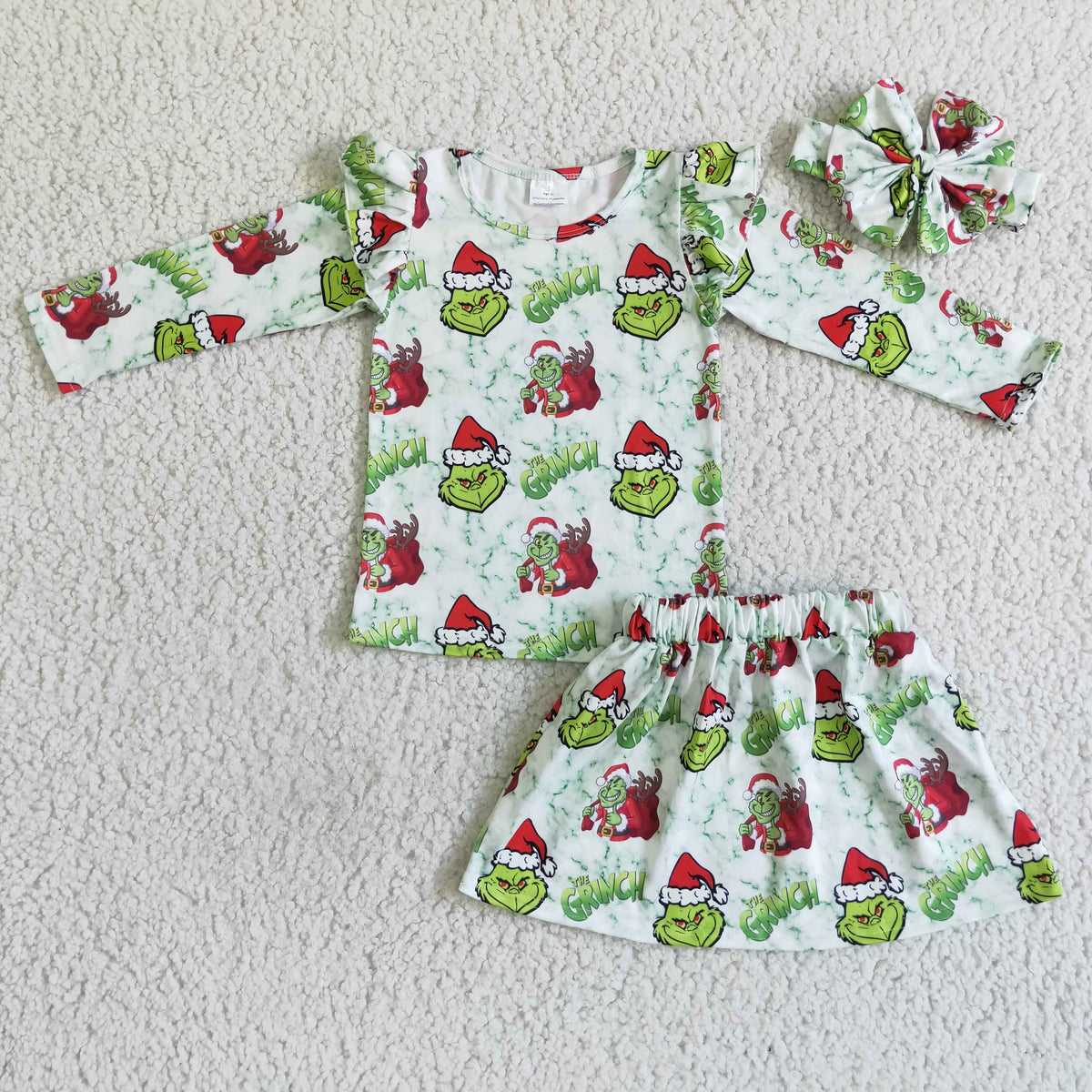 GLD0081 Christmas girl‘s long sleeve dress suit print