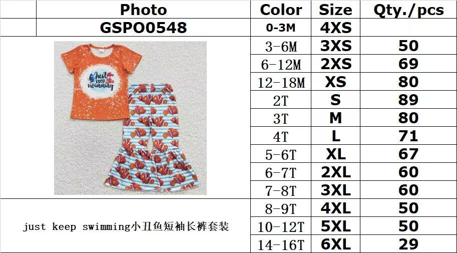 GSPO0548just keep swimming clownfish short-sleeved trouser suit