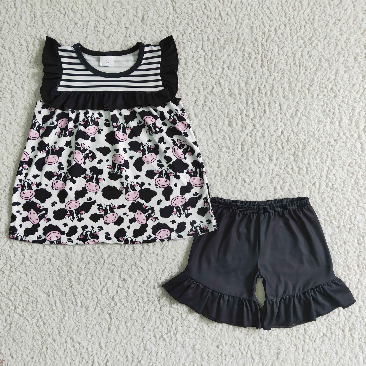 cow black color top with shorts
