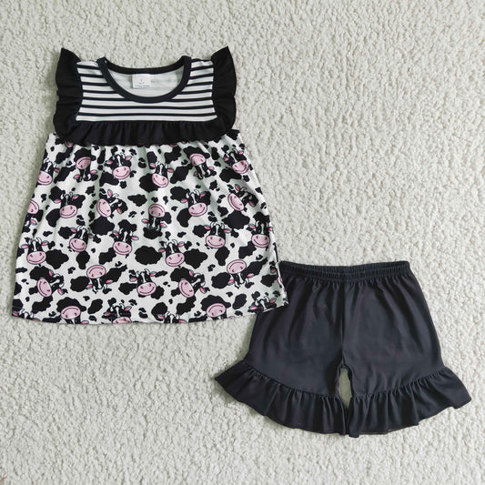 cow black color top with shorts