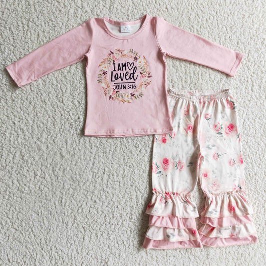 RTS NO MOQ ETA 5/7days Arrived GLP0336 Kids Clothing Girls Long Sleeve Top And Long Pants Flower Print