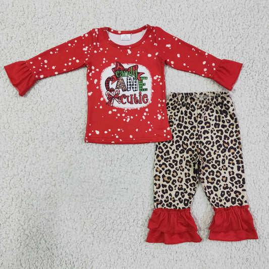 RTS NO MOQ（In Stock）GLP0329 Kids Clothing Girls Long Sleeve Top And Long Pants Leopard Print